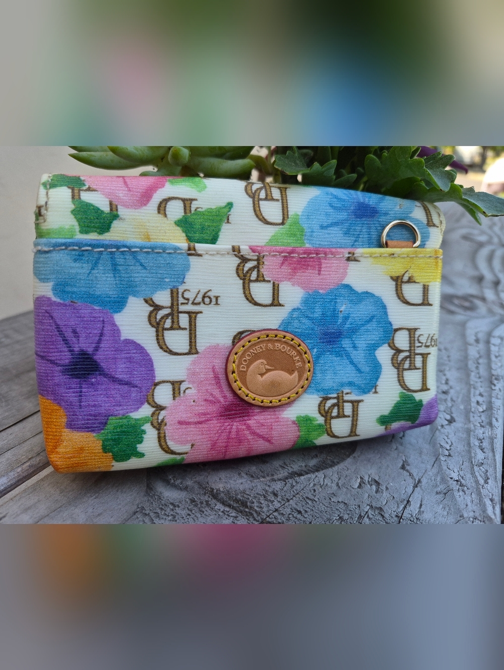 Dooney & Bourke Leather Janine DB75 Floral Wristlet Wallet - Picture 5 of 11